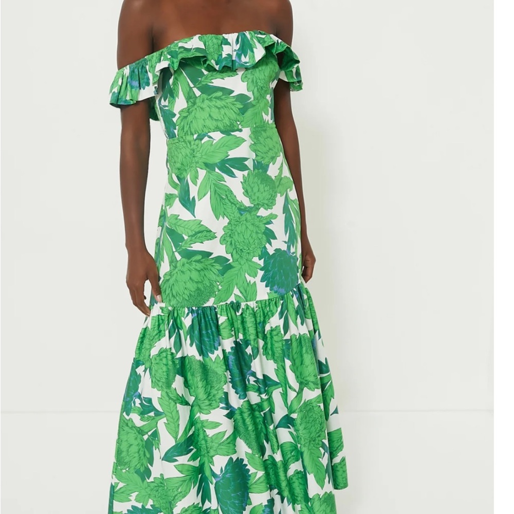 Tuckernuck Green Dandelion Floral Off-the-Shoulder Giselle Dress NWT
